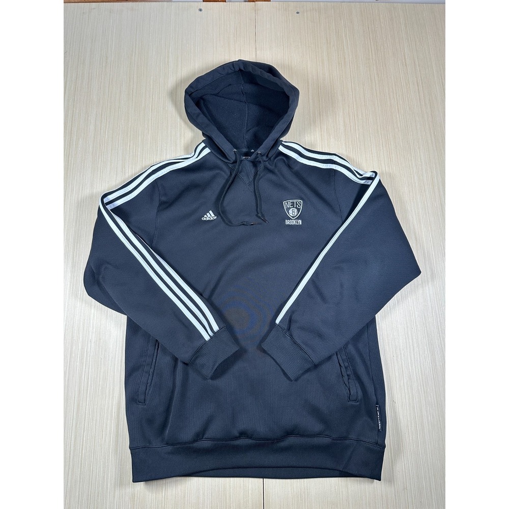 Adidas Hoodie Mens Large Navy Blue Brooklyn Nets Athletic Training Performance
